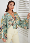 Cropped Floral Boho Kimono with Sash tie