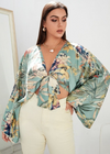 Cropped Floral Boho Kimono with Sash tie