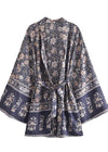 Perfect Boho Purple Floral Kimono Belted