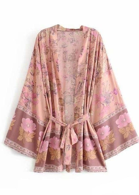 Cute Boho Kimono Pink Floral