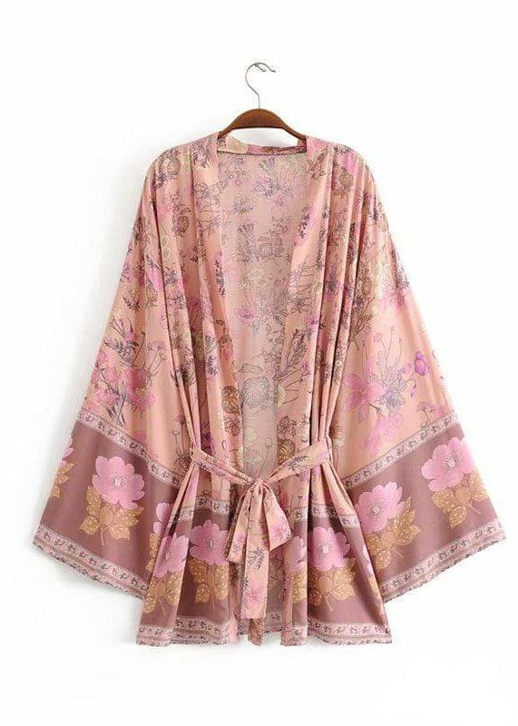 Cute Boho Kimono Pink Floral