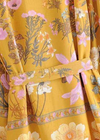 Pretty Yellow Floral Belted Kimono