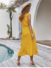 Yellow Boho Long Dress with Polka pots