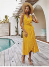 Yellow Boho Long Dress with Polka pots