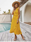 Yellow Boho Long Dress with Polka pots