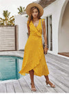 Yellow Boho Long Dress with Polka pots