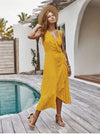 Yellow Boho Long Dress with Polka pots