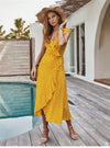 Yellow Boho Long Dress with Polka pots