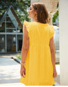 YELLOW BOHO MINI DRESS WITH EMBROIDERIES