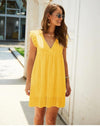 YELLOW BOHO MINI DRESS WITH EMBROIDERIES