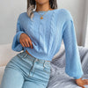 Boho Blue Sweater in knitted twisted