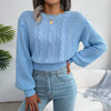 Boho Blue Sweater in knitted twisted