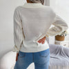 White Boho Knit Sweater with Collar