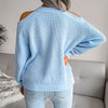 Blue Boho Sweater with openwork shoulders