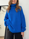 Blue Boho Oversize Turtleneck Sweater