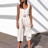 Boho Romper mid-length sleeveless buttoned with belt
