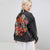 Oversized Boho denim jacket with colorful embroidery on the back