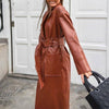 Boho Leather Coat With Belt