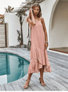 Boho Asymmetrical Midi Dress in Pink