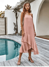 Boho Asymmetrical Midi Dress in Pink