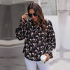Boho Black Blouse and Pink Flowers Printed