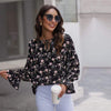 Boho Black Blouse and Pink Flowers Printed