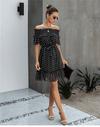 Boho Black Mini Dress with Polka Dots