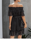 Boho Black Mini Dress with Polka Dots