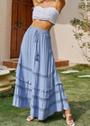 Boho Chic Blue Maxi Skirt with cord