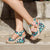 Boho Chic Floral Blue Wedge Sandals