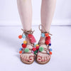 Boho Colorful Pompoms Sandals