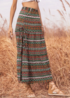 Boho Split maxi Skirt with Ethnic Print