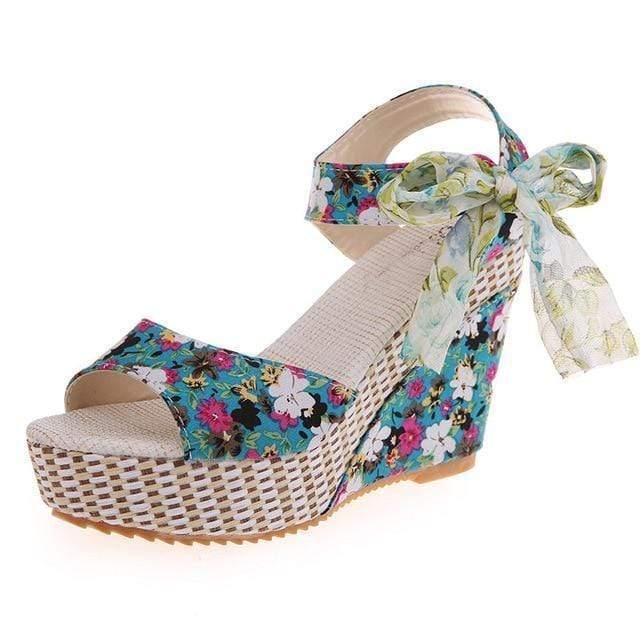 Boho Floral Wedge Sandals: Ankle Strap High Heel Beach Shoes For Women From  Djyg, $28.45