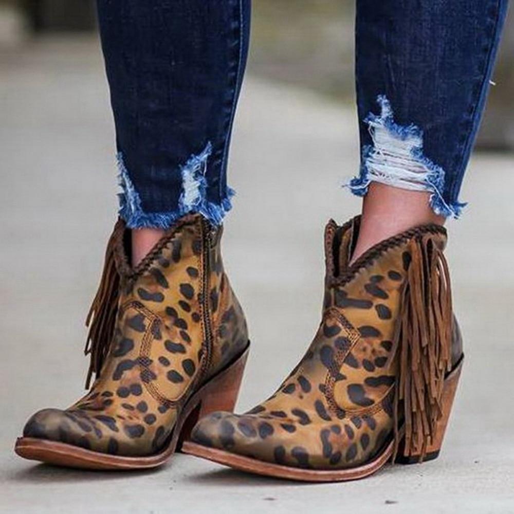 Leopard boots clearance with fringe