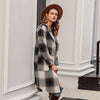 Boho Mid-Long Coat with Checkred Print and a Hood