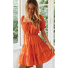 Boho Mini Orange Ruffle Dress