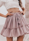 Boho Short skirt pink in gathered fabric with pompom