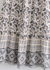 Boho maxi skirts with pattern, pompom cord
