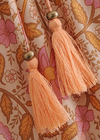 Boho Orange maxi Skirt with pink floral pattern