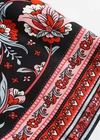 Boho Floral long Skirt with black and red tones