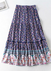Boho Purple flared maxi skirt with floral pattern