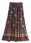 Boho mid-length Slared skirt with floral pattern