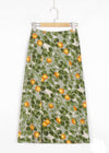 Boho mid-length Green Boho skirt with slit leaf pattern
