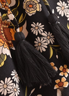 Black Boho maxi Skirt with orange floral pattern
