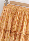 Orange Boho chic mini Skirt with floral pattern