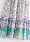 Boho maxi Skirt with purple and green floral pattern