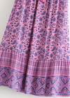 Pink Floral Boho maxi Skirt with Purple pattern