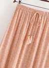 Maxi Boho Skirt Pink melon floral pattern