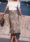 Retro Satin Boho midi skirts, leopard print