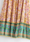 Boho Maxi flared Skirt orange asymmetrical floral pattern